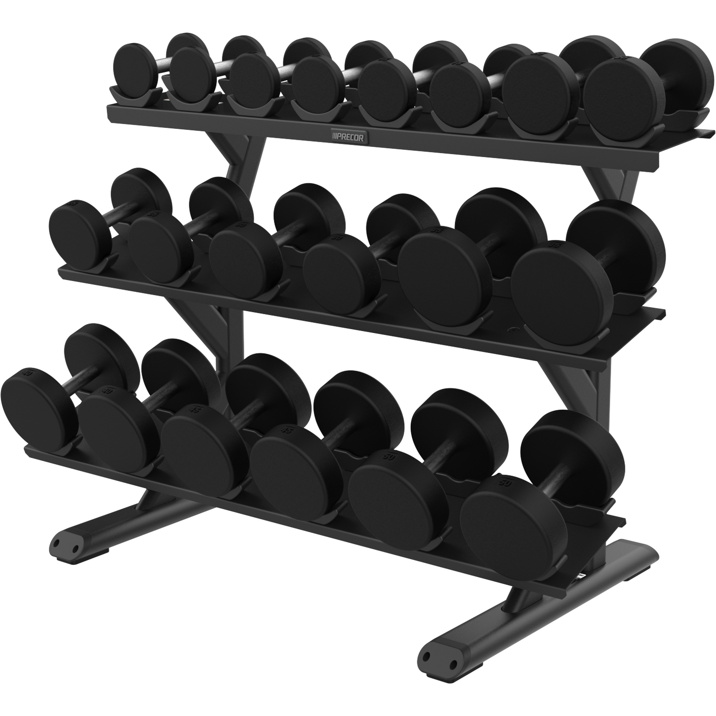 Precor Vitality Series 3 Tier 10 Pair Saddle Dumbbell Rack