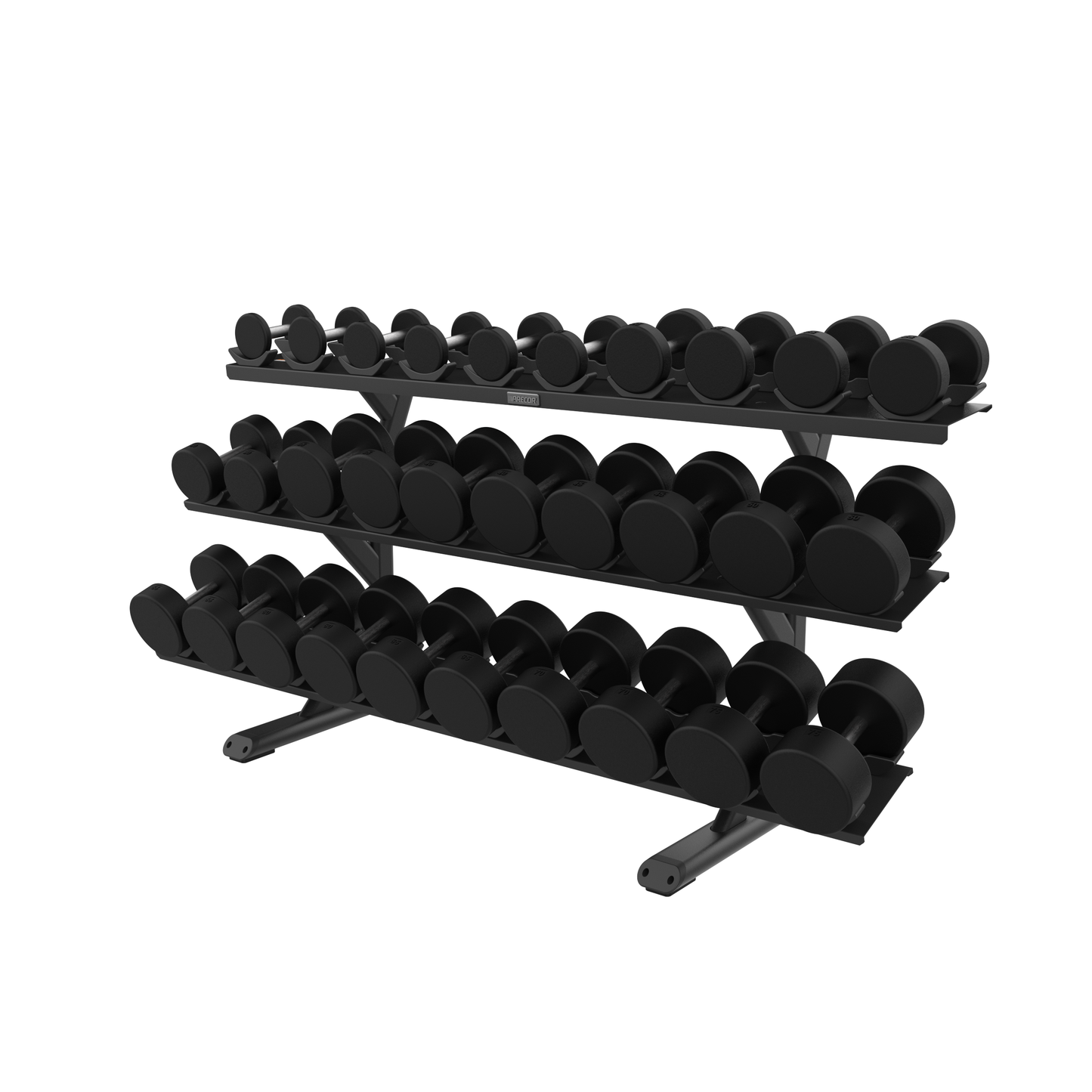 Precor Vitality Series 3 Tier 15 Pair Saddle Dumbbell Rack