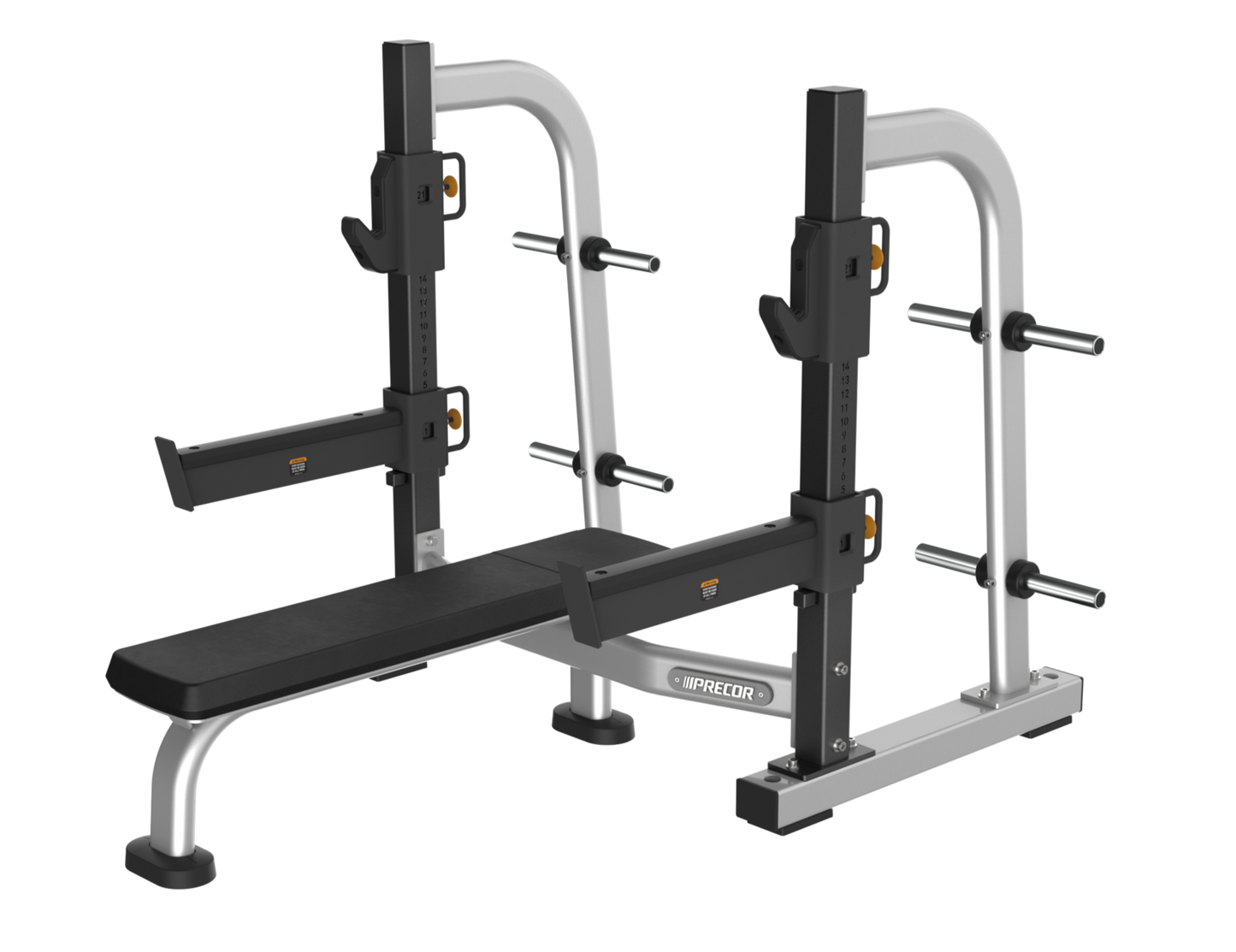 Precor Olympic Flat Bench with Adjustable Spotting Arms