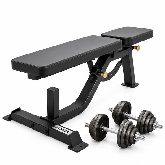 Forte Adjustable Bench and 110lb Adjustable Dumbbell Kit