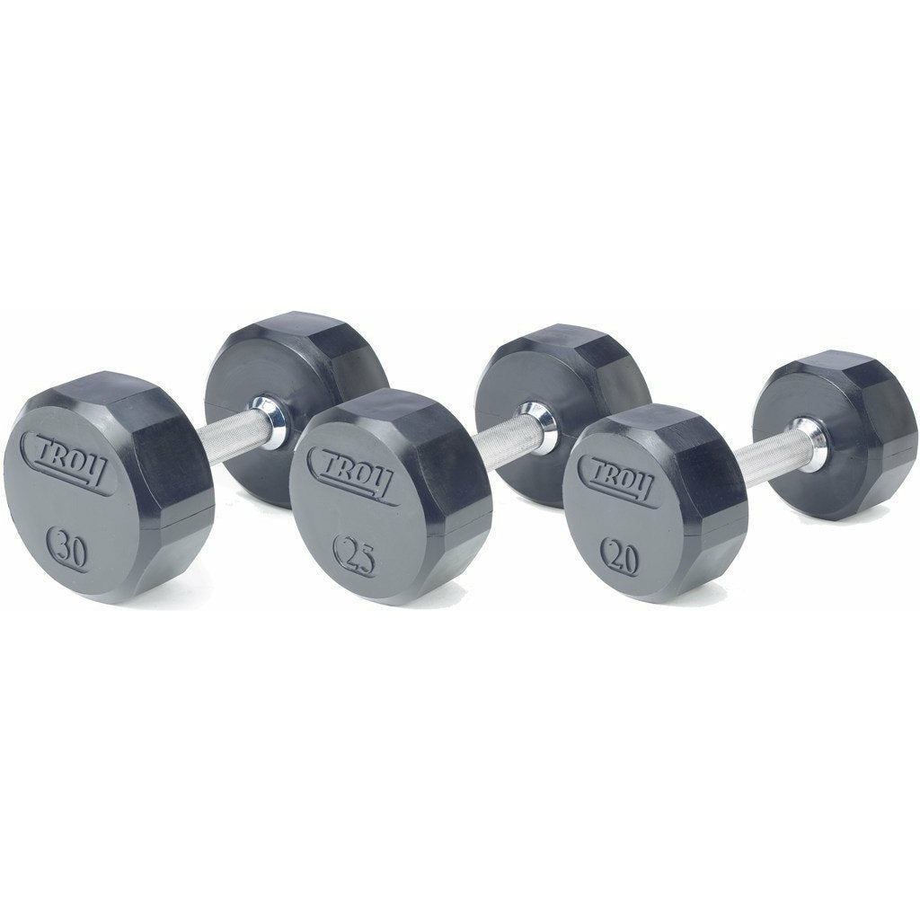 Troy 12- Sided Rubber Encased Dumbbells Elite Heavy Set