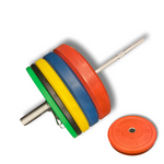 Chicago Extreme Hi Temp Bumper Plate Set with Bar - 305lbs - Color