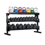 Rubber Hex Dumbbell set with Commercial Multi-tier Dumbbell Rack