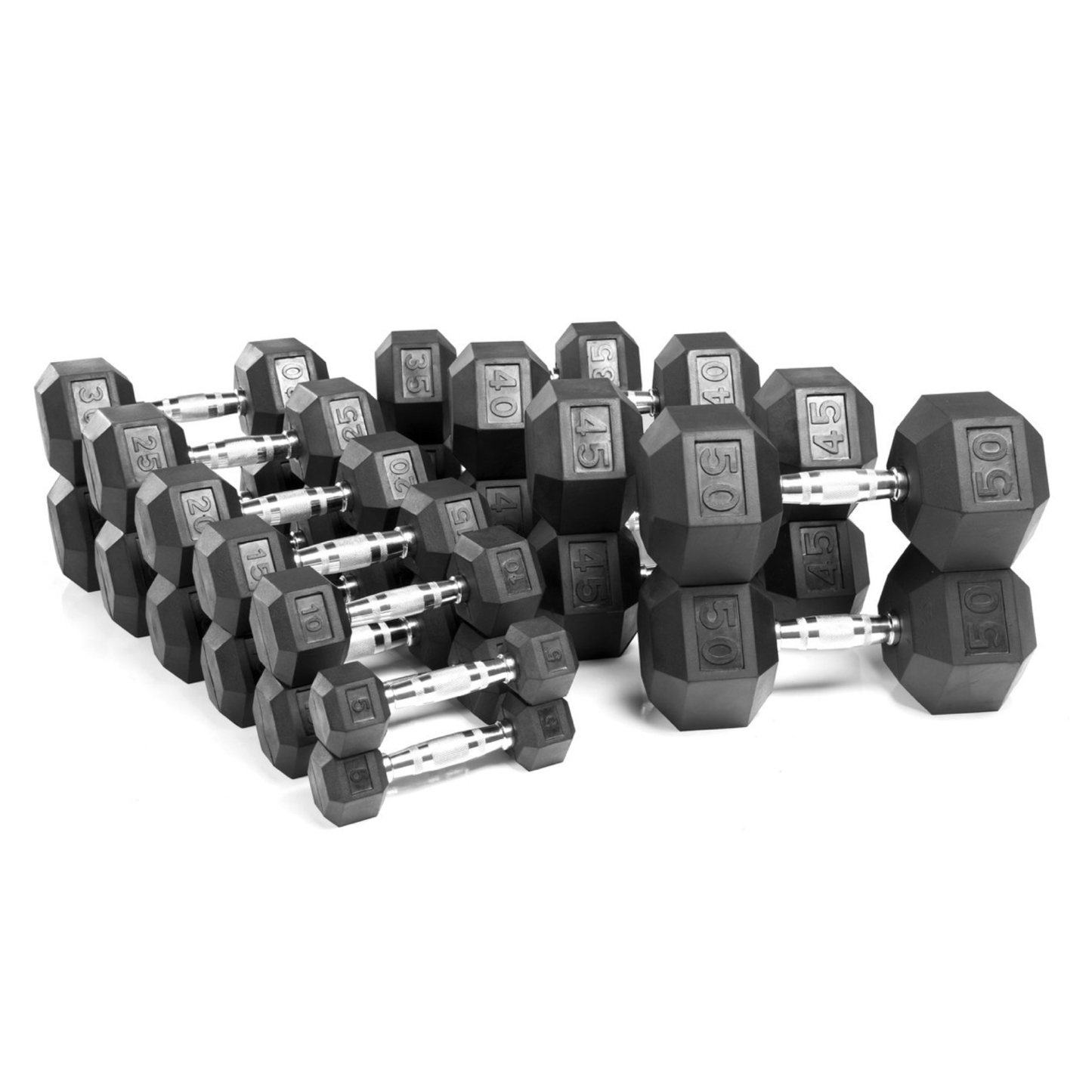 Rubber Hex Dumbbell set with Commercial Multi-tier Dumbbell Rack